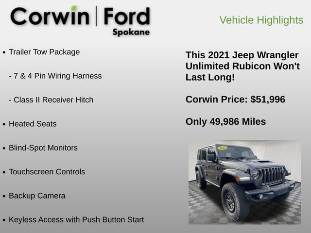 Used 2021 Jeep Wrangler Unlimited Rubicon w/ Trailer Tow Package image 6