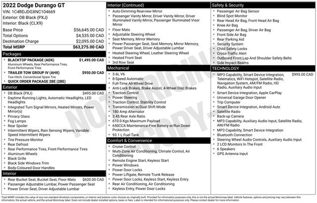 Used 2022 Dodge Durango GT w/ Blacktop Package AWD/4WD image 52