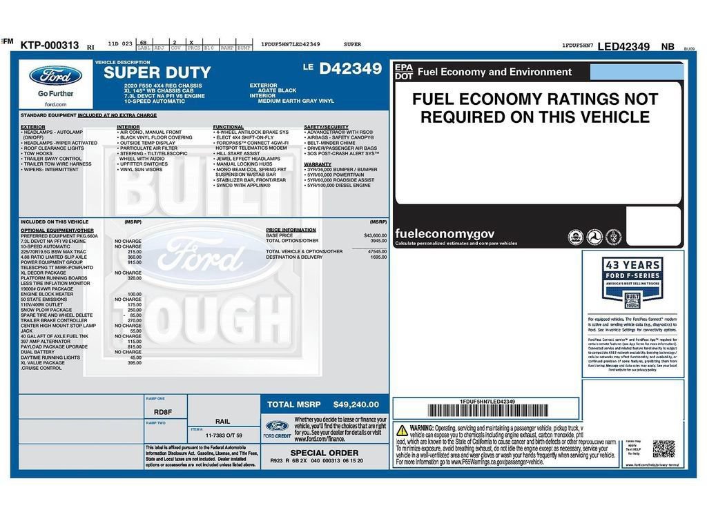Used 2020 Ford F550 4x4 Regular Cab Super Duty w/ Power Equipment Group image 26