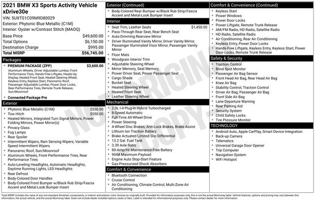 Used 2021 BMW X3 xDrive30e w/ Premium Package AWD/4WD image 2