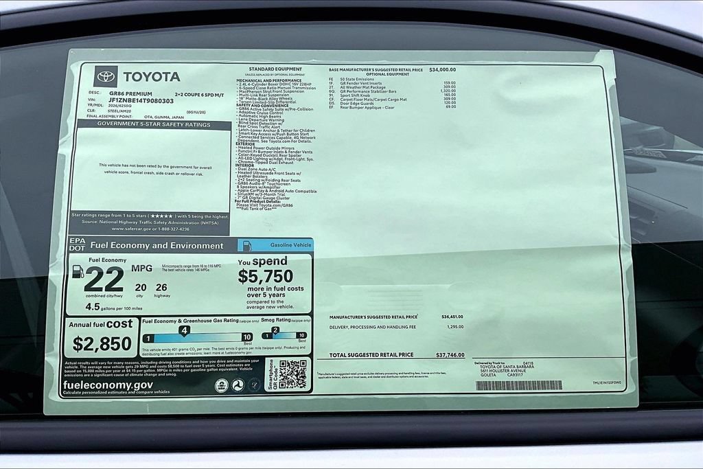 New 2026 Toyota GR86 Premium RWD image 13