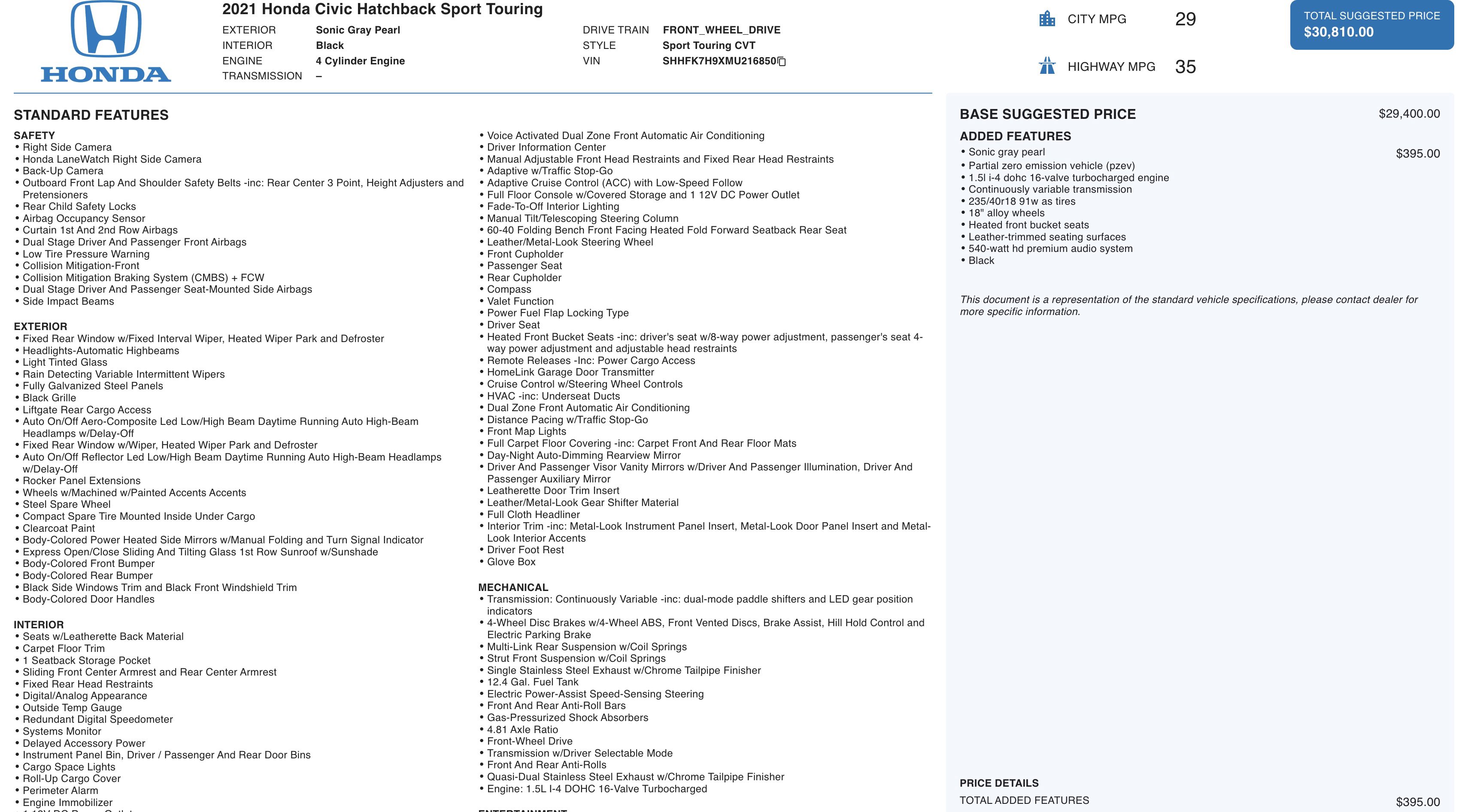 Used 2021 Honda Civic Sport Touring image 5