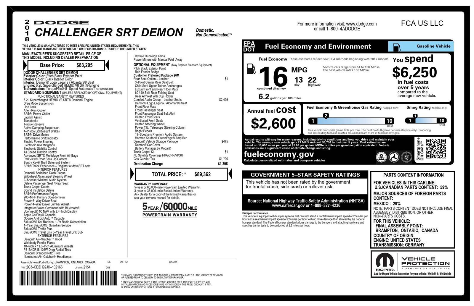 Used 2018 Dodge Challenger SRT Demon RWD image 39