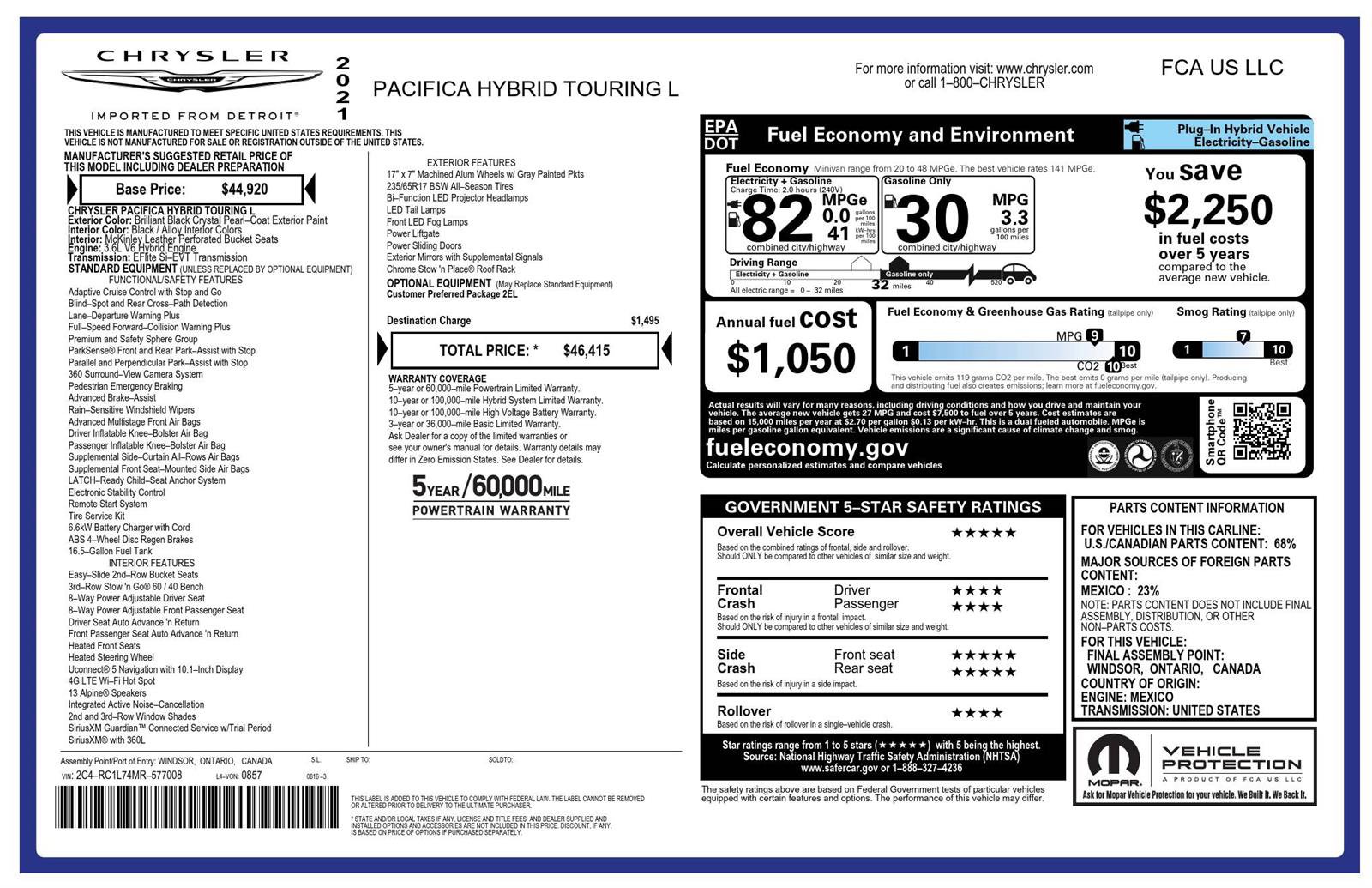 Used 2021 Chrysler Pacifica Touring-L image 46