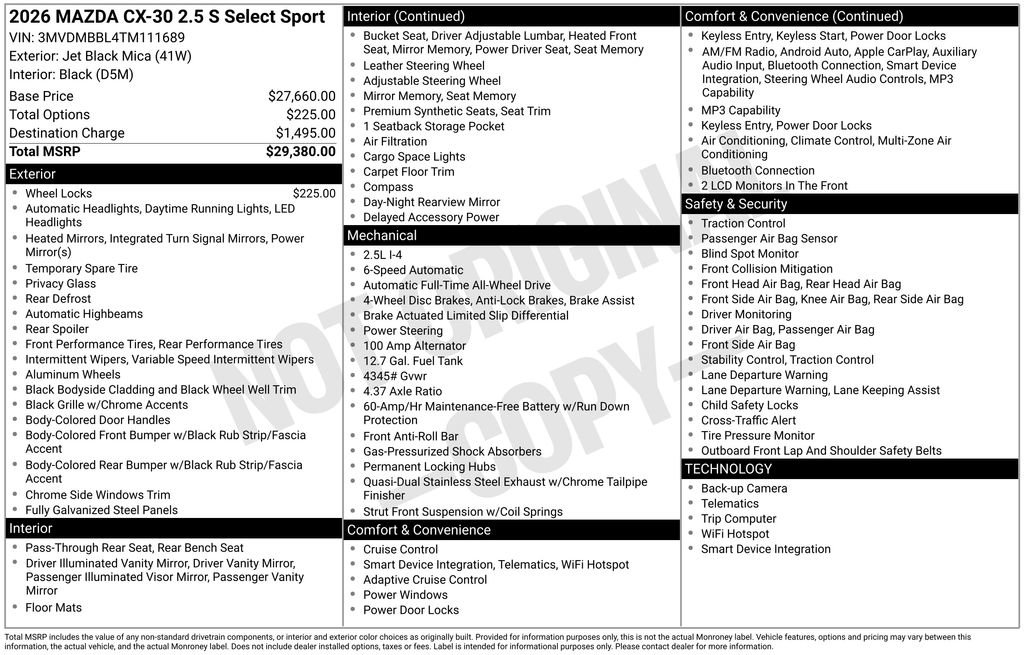 New 2026 MAZDA CX-30 AWD 2.5 S w/ Select Sport Pkg image 9