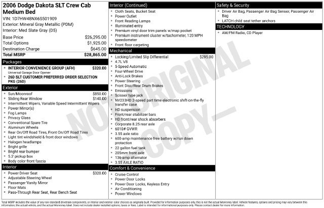 Used 2006 Dodge Dakota SLT w/ Interior Convenience Group AWD/4WD image 9