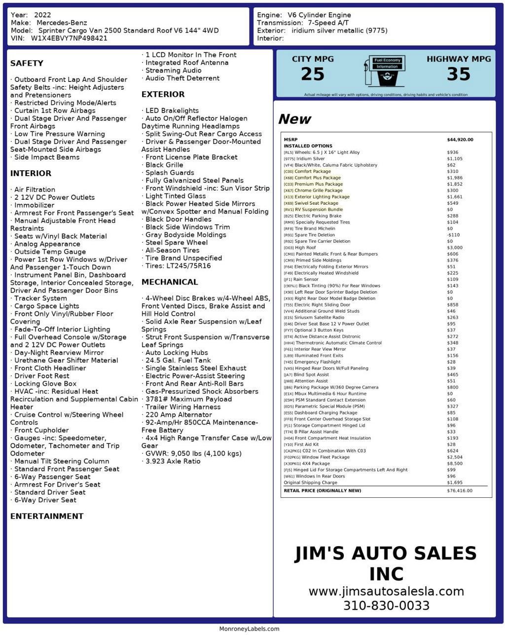 Used 2022 Mercedes-Benz Sprinter 2500 image 8