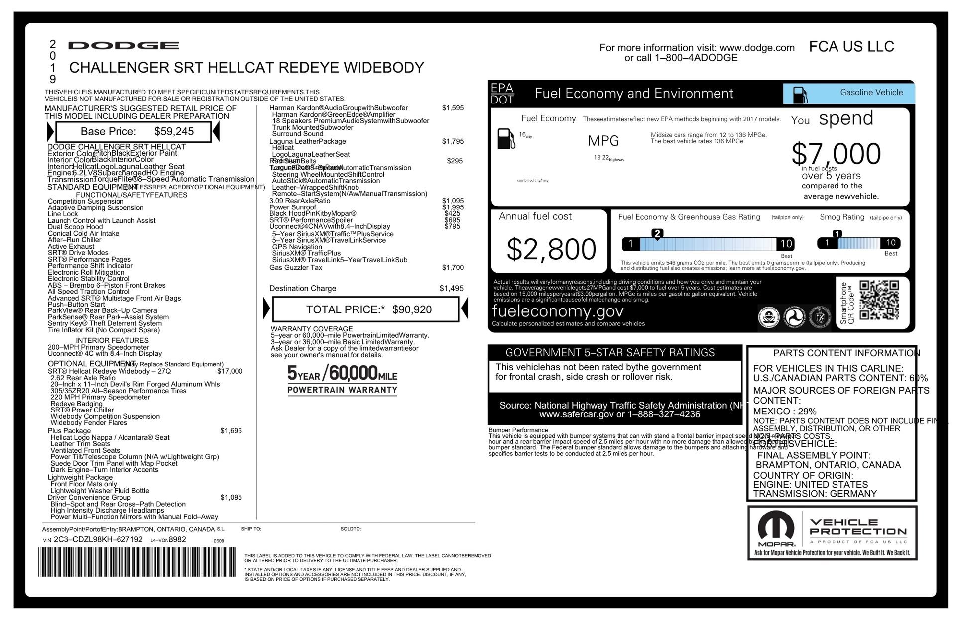 Used 2019 Dodge Challenger SRT Hellcat Redeye RWD image 77