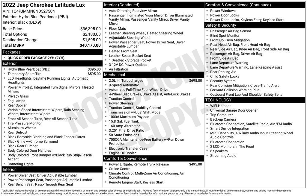 Certified 2022 Jeep Cherokee Latitude Lux AWD/4WD image 30