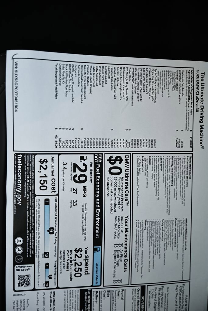 New 2026 BMW X3 xDrive30 w/ Premium Package AWD/4WD image 26