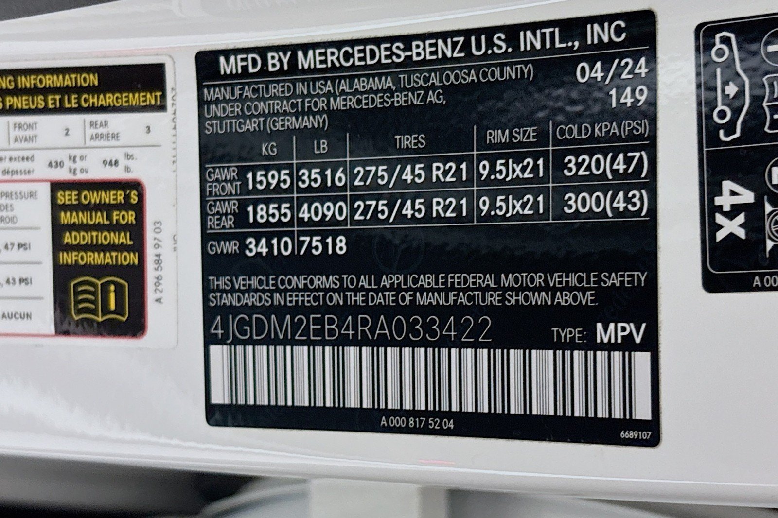 Certified 2024 Mercedes-Benz EQS 450+ 4MATIC SUV image 25