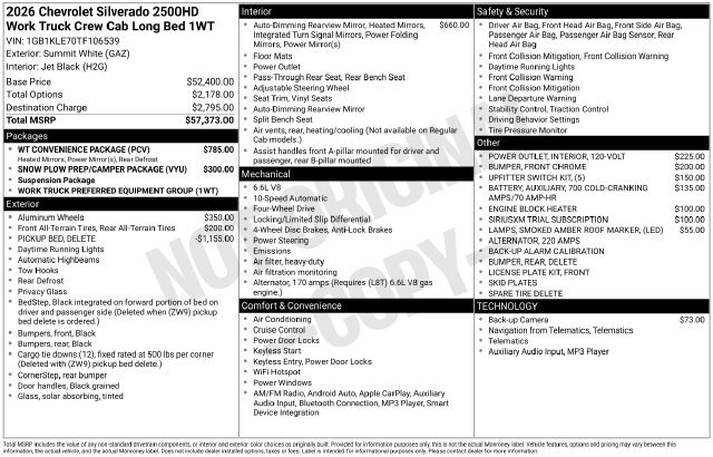 New 2026 Chevrolet Silverado 2500 W/T w/ WT Convenience Package AWD/4WD image 4