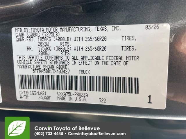 New 2026 Toyota Tundra Platinum image 29