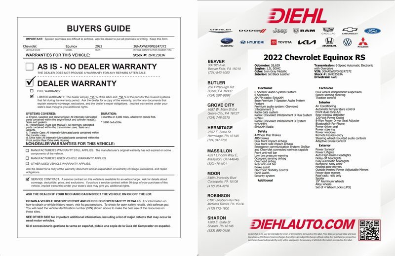 Used 2022 Chevrolet Equinox RS w/ RS Leather Package image 46