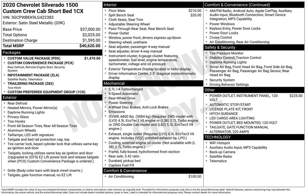 Used 2020 Chevrolet Silverado 1500 Custom w/ Custom Value Package RWD image 39