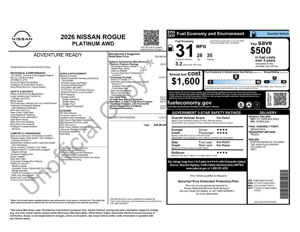 New 2026 Nissan Rogue Platinum image 5