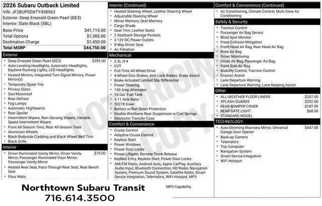 New 2026 Subaru Outback Limited image 2