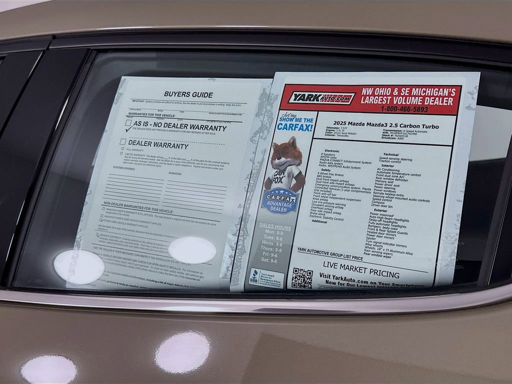 Certified 2025 MAZDA MAZDA3 Carbon AWD/4WD image 12
