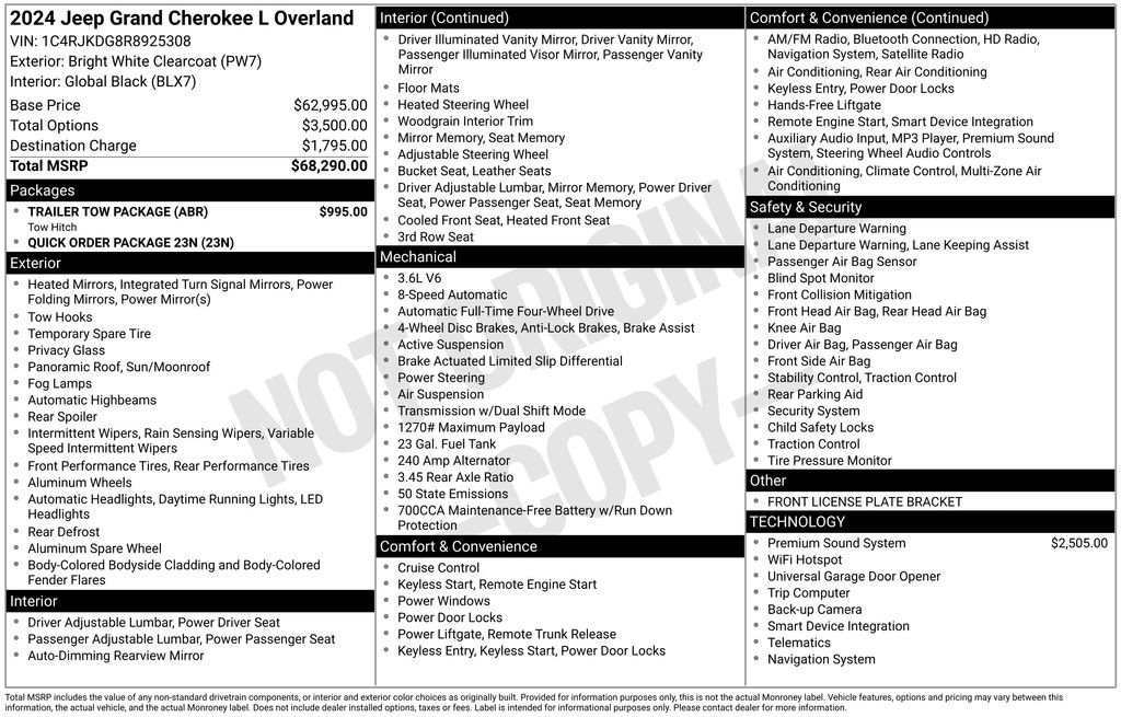 Used 2024 Jeep Grand Cherokee L Overland w/ Trailer Tow Package image 28