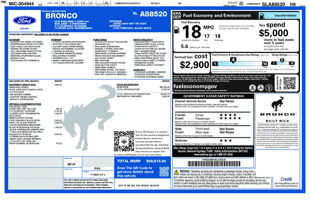 Certified 2025 Ford Bronco Badlands AWD/4WD image 6