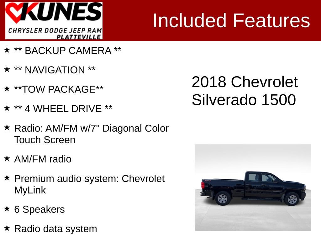 Used 2018 Chevrolet Silverado 1500 W/T w/ Trailering Package image 2