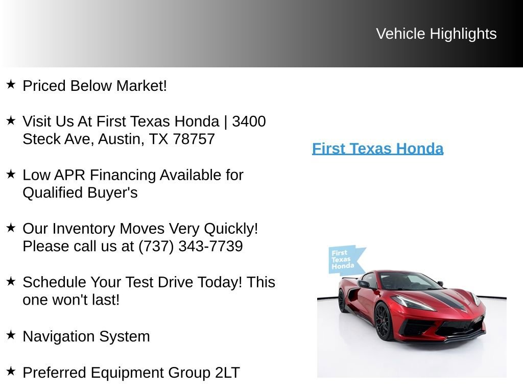 Used 2023 Chevrolet Corvette Stingray Preferred Cpe w/ Z51 Performance Package RWD image 10