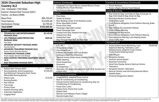 New 2026 Chevrolet Suburban High Country AWD/4WD image 34