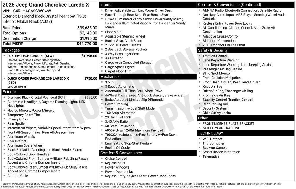 New 2025 Jeep Grand Cherokee Laredo X w/ Luxury Tech Group I AWD/4WD image 5