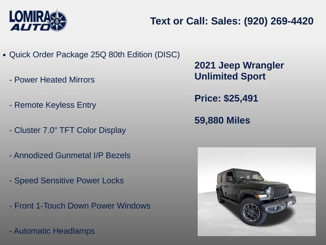 Used 2021 Jeep Wrangler Unlimited Sport AWD/4WD image 14