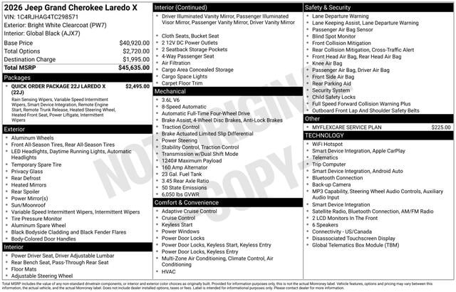 New 2026 Jeep Grand Cherokee Laredo X AWD/4WD image 35