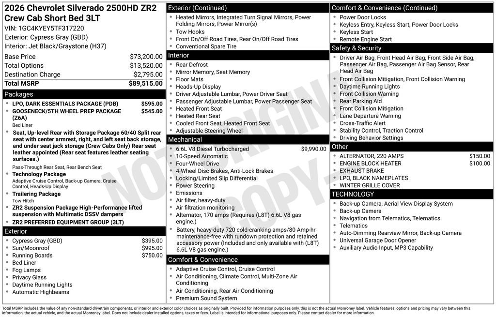 New 2026 Chevrolet Silverado 2500 ZR2 w/ LPO, Dark Essentials Package AWD/4WD image 32
