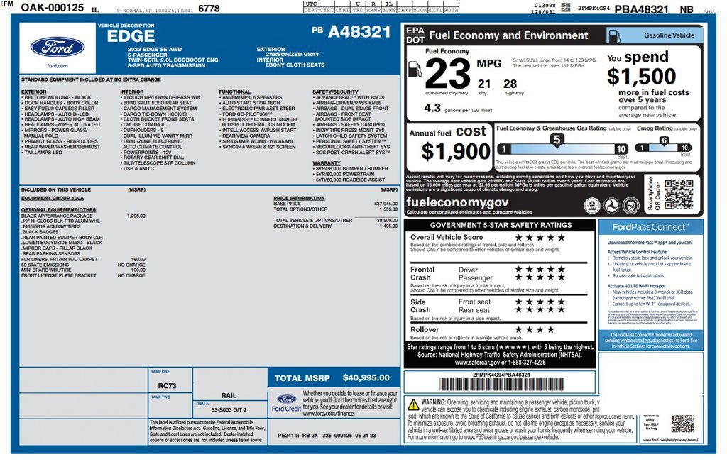 Used 2023 Ford Edge SE w/ Black Appearance Package AWD/4WD image 6