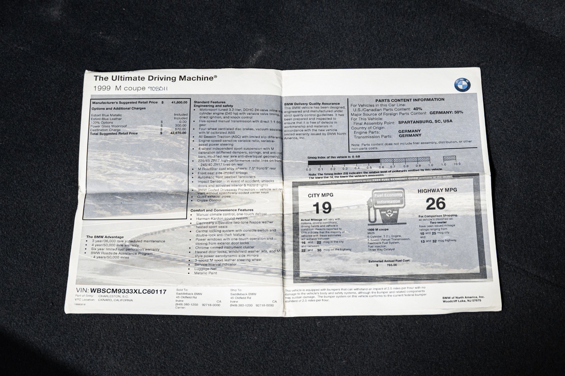 Used 1999 BMW M Coupe RWD image 40