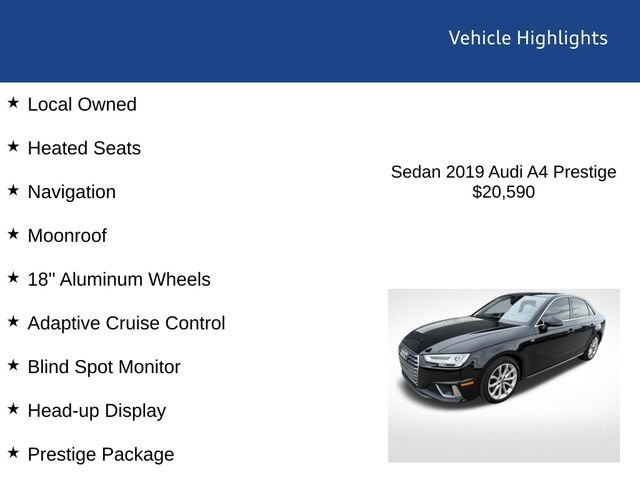 Used 2019 Audi A4 2.0T Prestige w/ Prestige Package AWD/4WD image 2