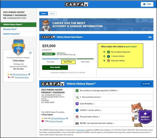 Used 2023 Subaru Ascent Premium w/ Convenience Package image 11