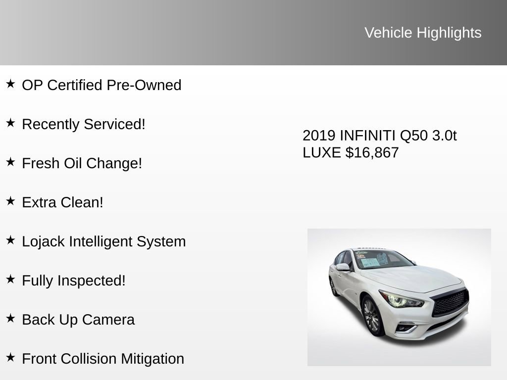 Used 2019 INFINITI Q50 Luxe w/ Essential Package (3.0T Luxe) image 4