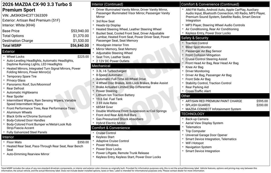 New 2026 MAZDA CX-90 3.3 Turbo S w/ Premium Package AWD/4WD image 6