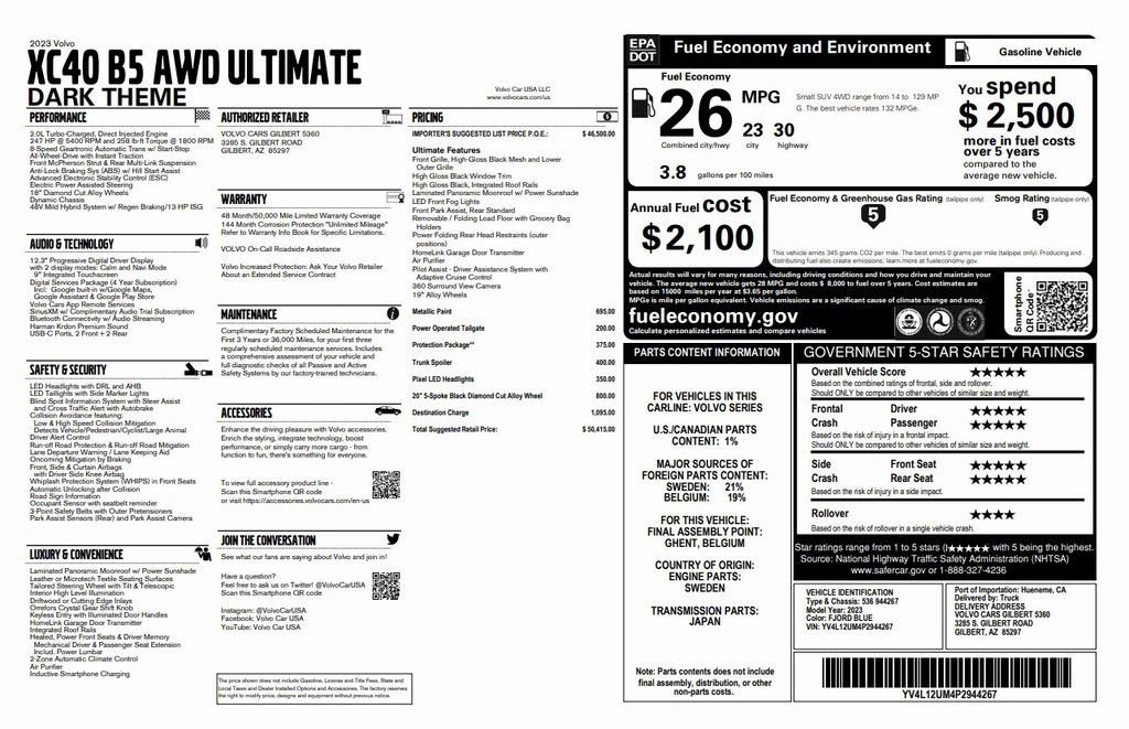 Used 2023 Volvo XC40 B5 Ultimate w/ Protection Package image 4