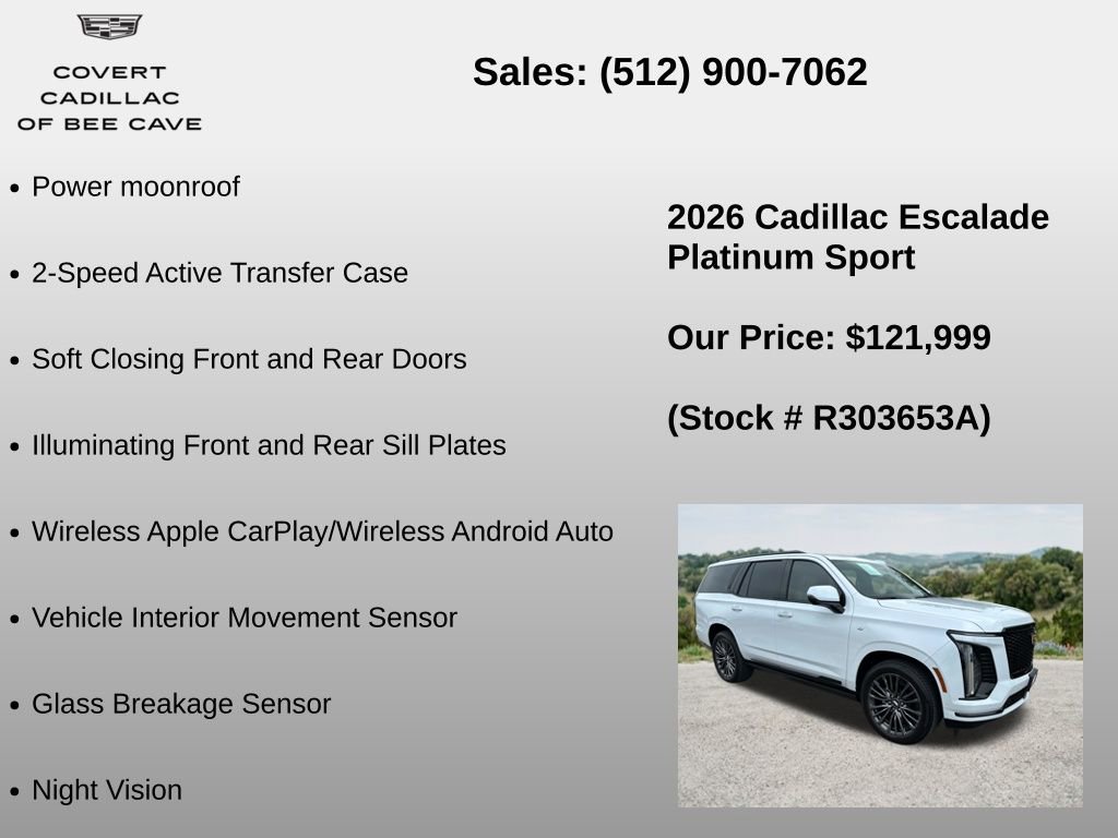 Used 2026 Cadillac Escalade Platinum Sport w/ LPO, Floor Liner Package AWD/4WD image 18