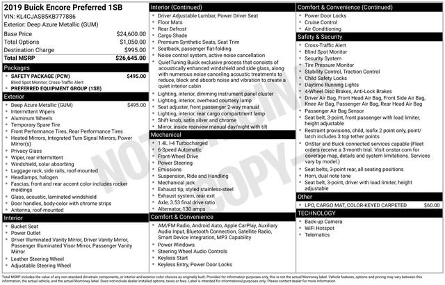 Used 2019 Buick Encore Preferred w/ Safety Package FWD image 1