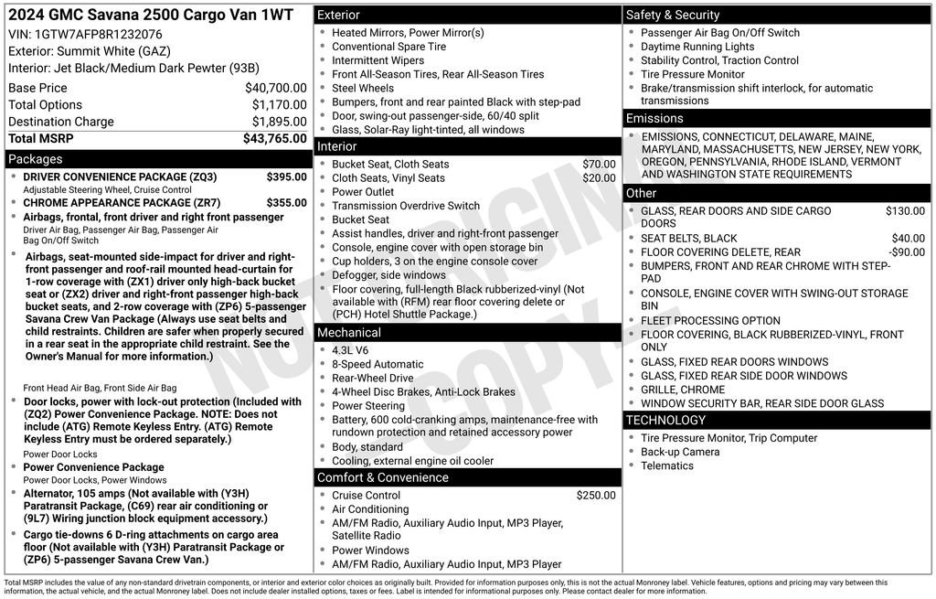 Certified 2024 GMC Savana 2500 w/ Driver Convenience Package image 9
