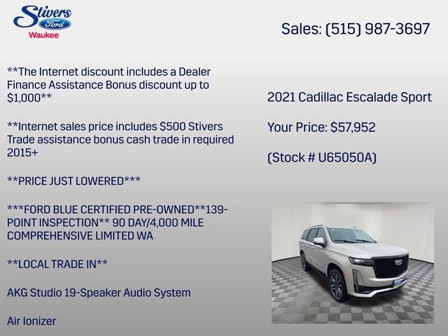 Used 2021 Cadillac Escalade Sport w/ Driver Assist Tech Package image 27