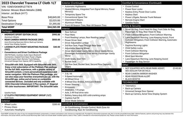 Used 2023 Chevrolet Traverse LT w/ Midnight/Sport Edition AWD/4WD image 36