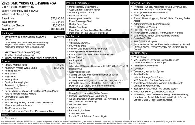 Used 2026 GMC Yukon XL Elevation AWD/4WD image 43
