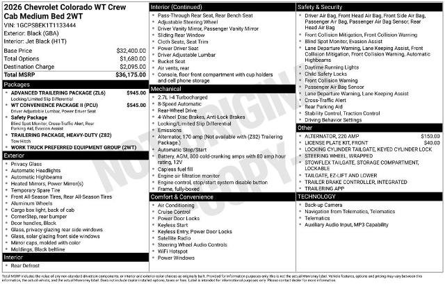 Used 2026 Chevrolet Colorado W/T w/ Advanced Trailering Package RWD image 6