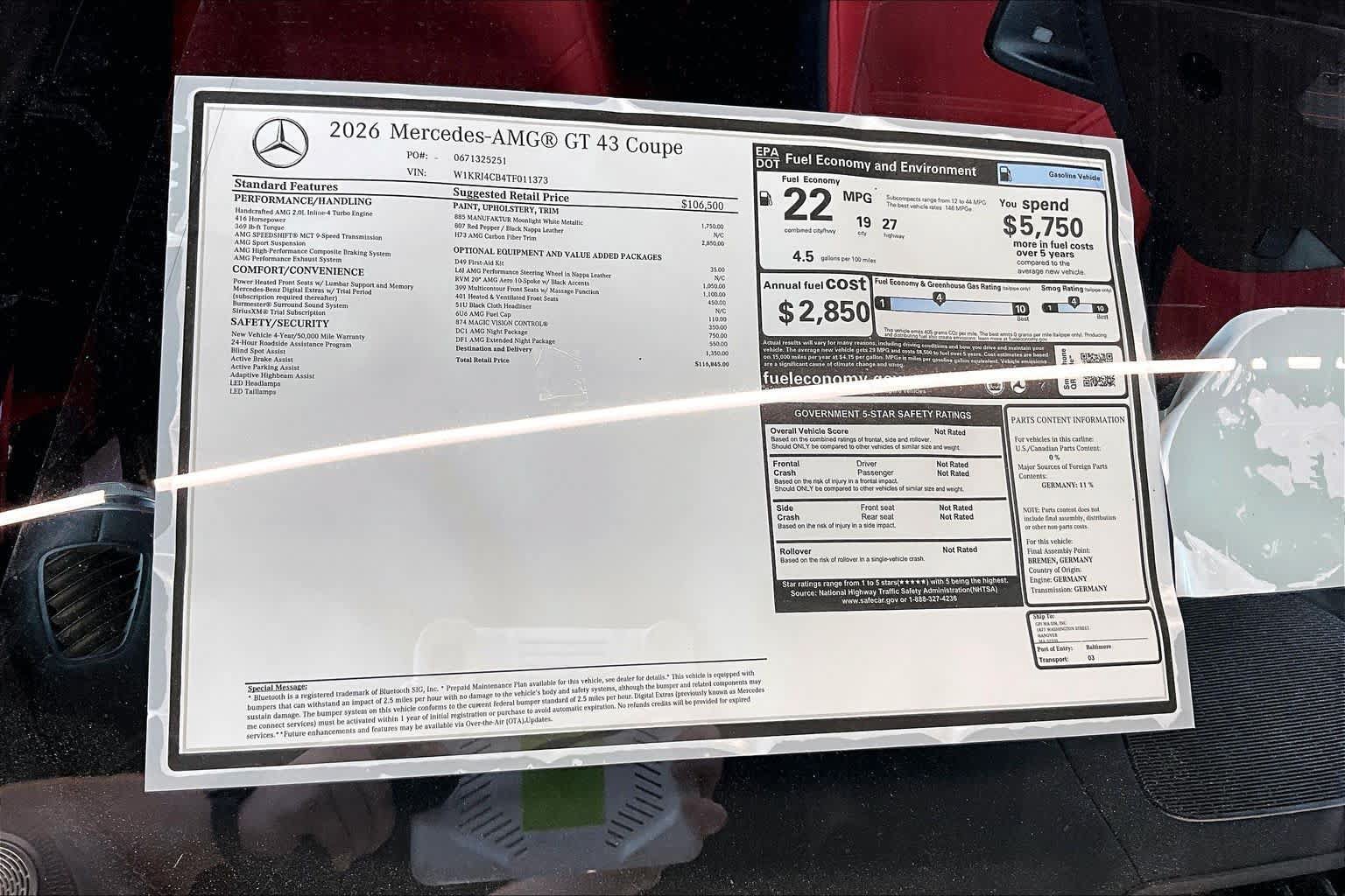 New 2026 Mercedes-Benz AMG GT 43 image 16