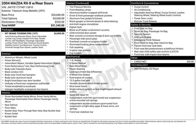 Used 2004 MAZDA RX-8 w/ MT Grand Touring Pkg image 6