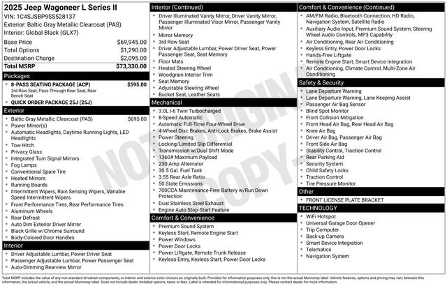 Used 2025 Jeep Wagoneer L Series II w/ 8-pass Seating Package AWD/4WD image 7