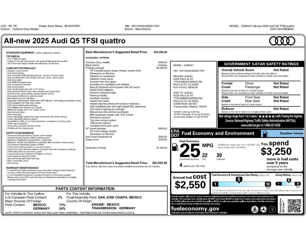 Used 2025 Audi Q5 Prestige AWD/4WD image 2