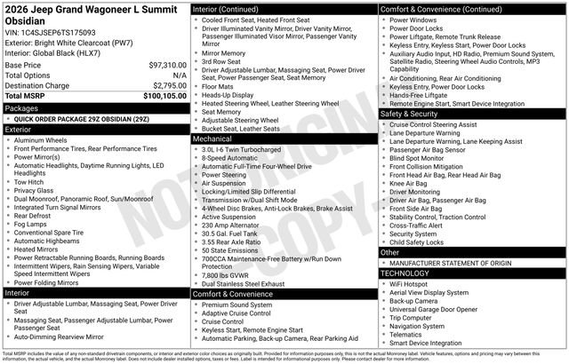 New 2026 Jeep Grand Wagoneer L Summit AWD/4WD image 21
